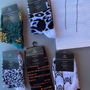 Patterned Women's Socks Set - Black, White, Green, Orange